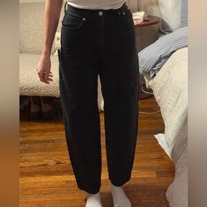 Sleek Black High Rise Balloon Leg Women's Jeans